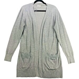 Cielo Women’s XL Gray Longline Open Front Cardigan – Lightweight Knit w/ Pockets